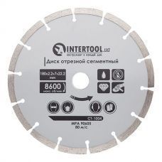 INTERTOOL Диск відрізний сегментний алмазний 180мм, 16-18%(для плитки, каменю,сухий різ)